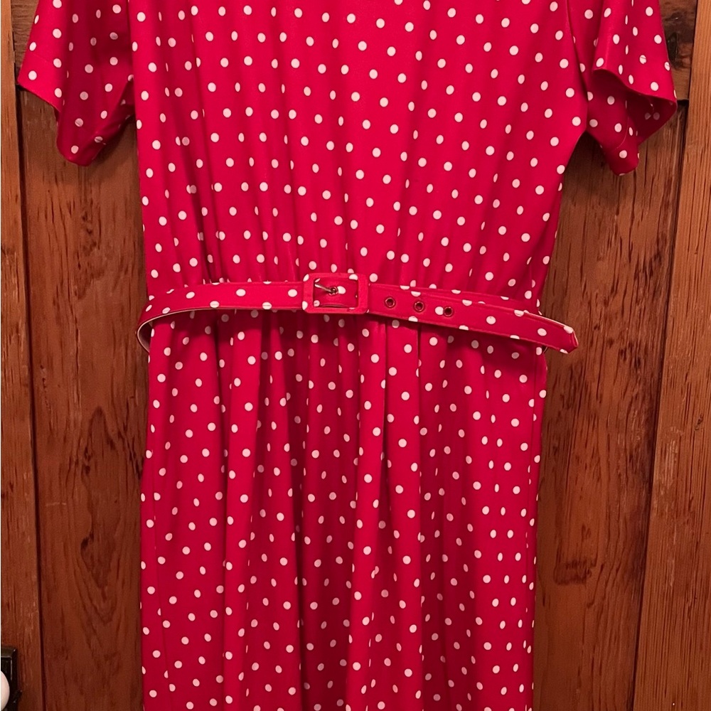 Anthony Richards Red and White Short Sleeve Dress with belt